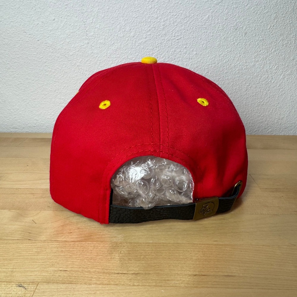 Nation Golf Co Red Yellow Snapback Hat Adjustable Leather Strapback Cap - Picture 3 of 11